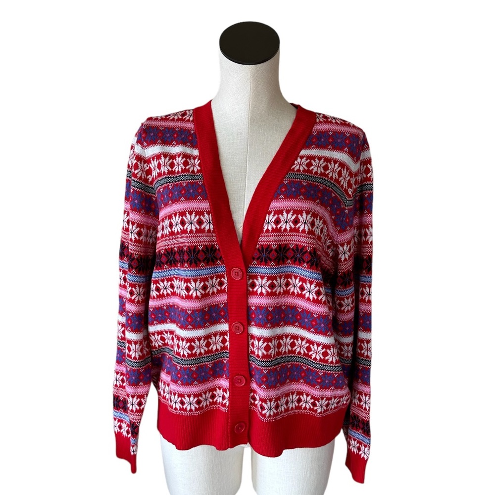 NWOT Lane Bryant Fair Isle Holiday Snowflake Cardigan Sweater - Picture 7 of 8